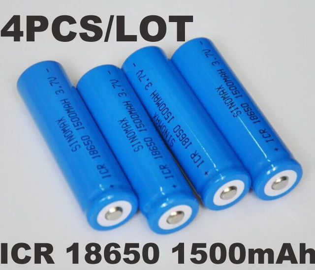 30%OFF 4pcs 1500MAH Sinomax ICR 3.7V 18650 battery cell li