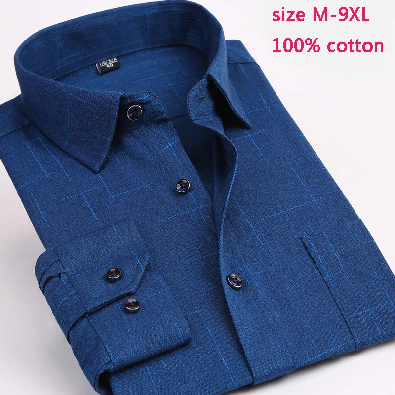 

new men 100%cottom auutmn Polychromatic long Sleeved Shirts mens Flannel high quality super large fashion plus size M-7XL8XL9XL