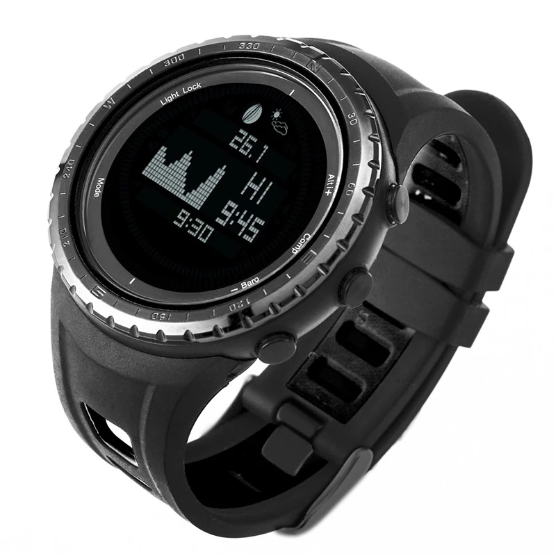 SUNROAD мужские цифровые водонепроницаемые часы с термометром Relogio Moon Phase шагомером