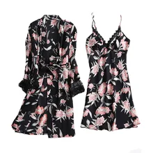 Летняя одежда платье костюм для женщин пижамы для сна повседневная одежда принт пикантные пижамный комплект