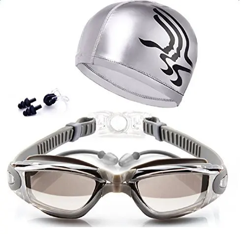 Ranka плавательные очки с шапкой и ушками, зажим для носа, водонепроницаемые очки для плавания, противотуманные очки для плавания, очки для плавания
