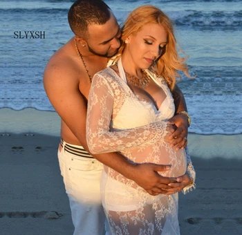 

SLYXSH Maternity Photography Props Maternity Gown Lace Maternity Dress Fancy Shooting Photo Summer Pregnant Dress Plus Size