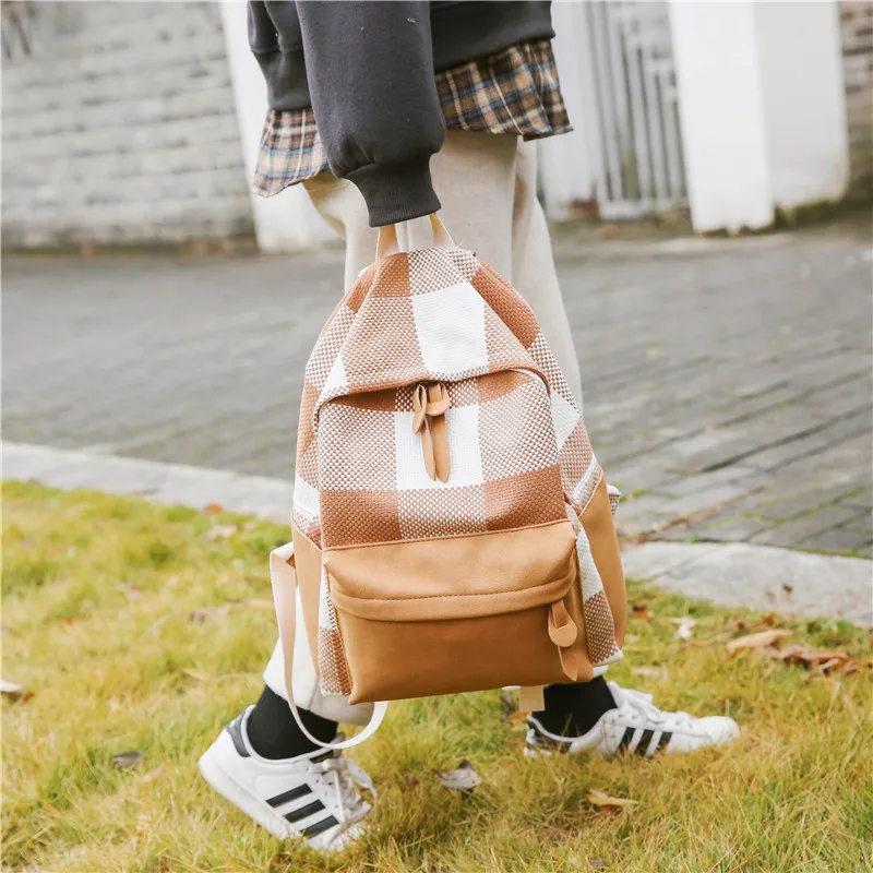 Модный школьный рюкзак в клетку для подростков, Высококачественная прочная холщовая школьная сумка Mujer Mochilas, рюкзак и сумка для путешествий