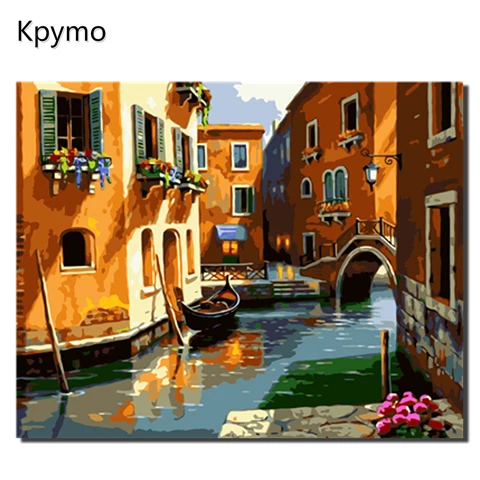 Kpymo DIY картина маслом в рамке, пейзаж по номерам, картины на холсте для гостиной, настенная живопись, домашний декор VA-0460 - Цвет: VA-0226