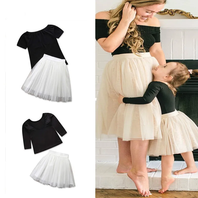 2018 Brand New Family Matching Women Kid Girl Outfits Tops T shirt