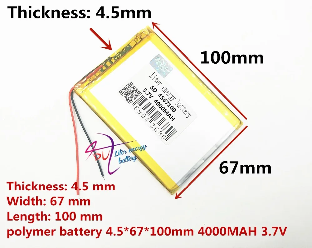 Планшет, ПК, аккумулятор PL4567100, 3,7 в, 4000 мА/ч, литий-полимерный аккумулятор с защитной доской для КПК, перезаряжаемый аккумулятор