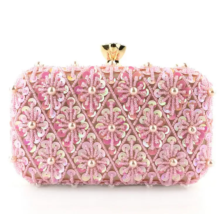 Pink Вечерние сумки, Новое поступление, женские клатчи с бисером, модные сумки, женские вечерние клатчи, свадебные сумочки, вечерние сумочки - Цвет: Pink