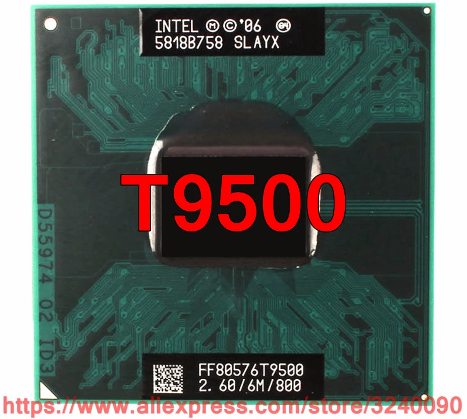 Процессор lntel Core 2 Duo T9500(6 Мб кэш-памяти, 2,60 ГГц, 800 МГц, 2 ядра) процессор для ноутбука