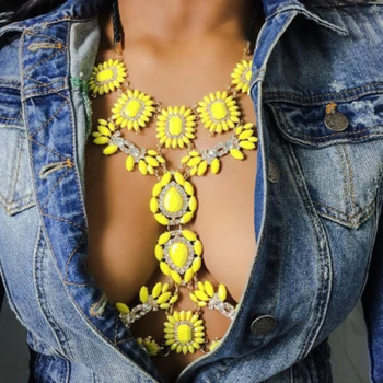 

MYDANER Women Fashion Summer Handmade Body Necklace Chain Pendant Statement Vacation Vintage Necklace Harness Bikini Bra Chain