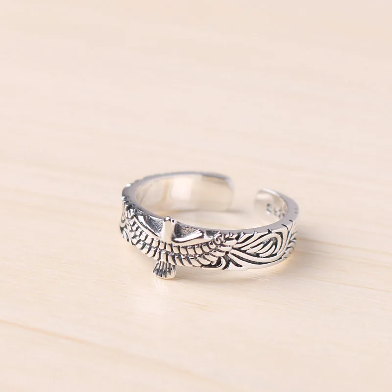 Bijoux Винтаж 925 пробы серебряные кольца птицы для девушек Дамы регулируемый размер массивные кольца Свадебная вечеринка ювелирные изделия Anillos