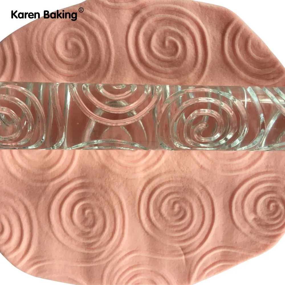 Transparent Acrylic Rolling Pin in Spiral Style Embossing Fondant