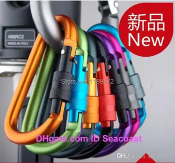 

4000pcs/lot Aluminum Carabiner D-Ring Clip Bottle Hook Climbing Camping Keychain Screwgate Key Chain Locking