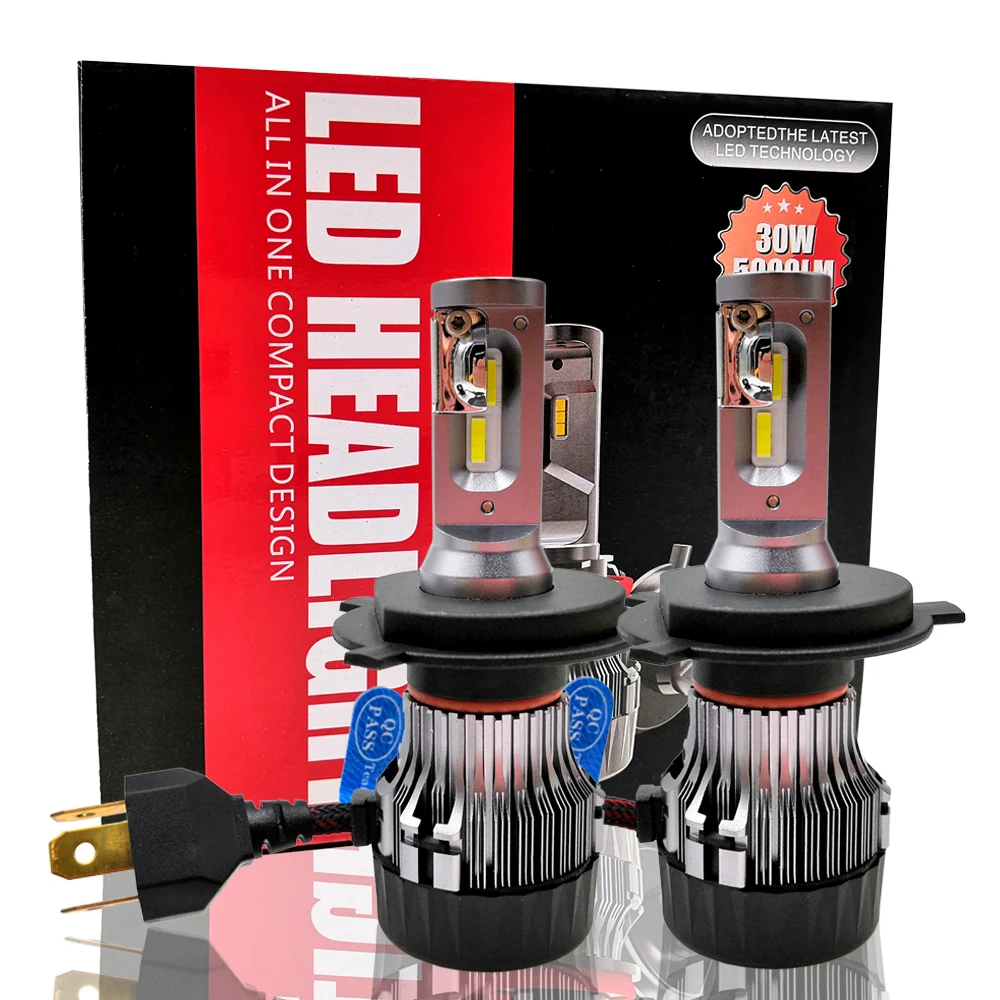Car Headlight MINI Size H7 Led H4 Bulbs with Removable Cooling Fan