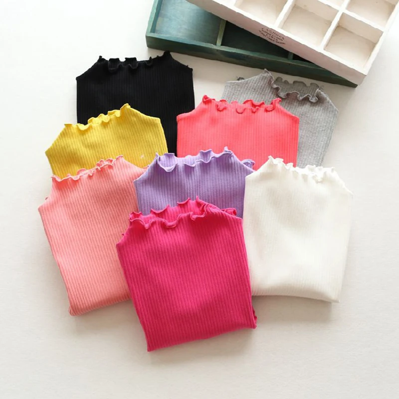 Spring Autumn Girls Basic Clothes Baby Sweaters Solid Color Knitted Pullovers Tops Long Sleeve Ruffles Thin Cotton Sweater | Мать и