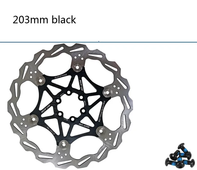 Mi. Xim MTB велосипед горный велосипед велосипедный спорт поплавок плавающей диски 160/180/203 мм B1 красный/синий/черный/золото для дисковый тормоз горного велосипеда - Цвет: Black 203mm