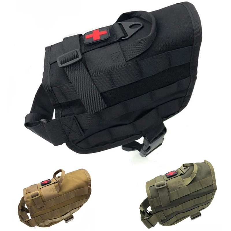 

Tactical Service Dog Vest Dog Training Hunting Molle Vest Nylon Waterproof Military Adjustable Dog Harness With Handle