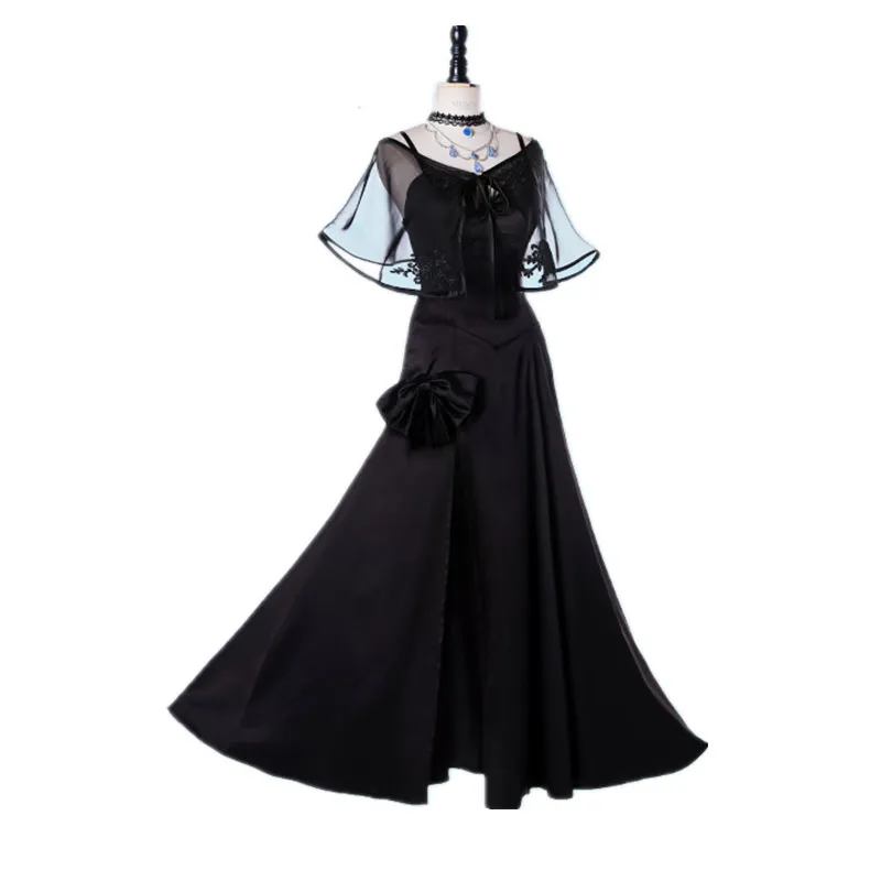 

Free shipping Fate/stay night Cartoon Anime cosplay Ruler Avenger Joan of Arc cos female Lolita black evening dress costume