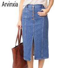 Arvinxia ZA Повседневная однотонная блестящая карандаш с высокой талией женские юбки Новая женская юбка миди модная уличная тонкая Faldas Mujer