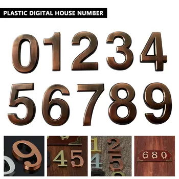 

1pcs ABS Plastic Bronze Self- Adhesive 0-9 Door Numbers Customized House Address Sign