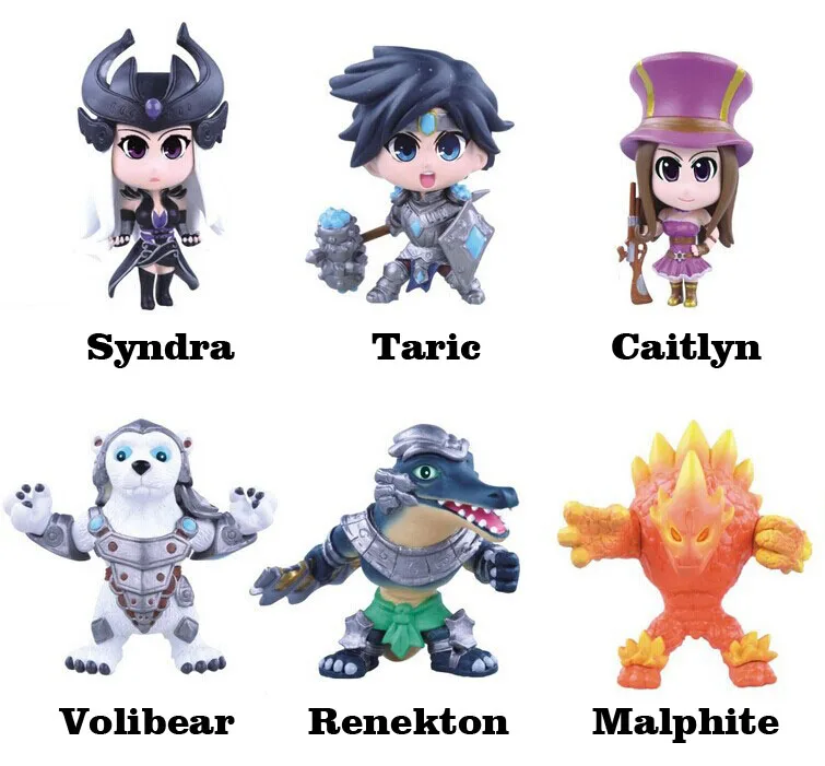 

Free Shipping Cute 6pcs Anime Game Volibear Malphite Renekton Caitlyn Syndra Taric 4th Boxed 12cm PVC Action Figure Model Dolls
