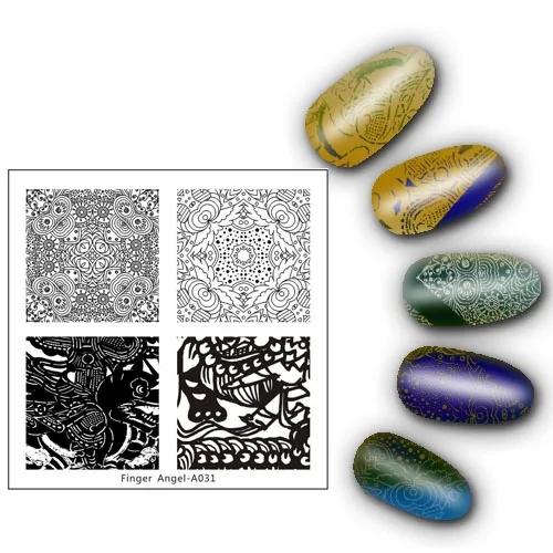 15 шт./компл. квадратный ноготь штамповочный лоток для дизайна ногтей штамповка пластины изображения Finger AngelA дизайн трафарет для печатей для ногтей 15 узоров