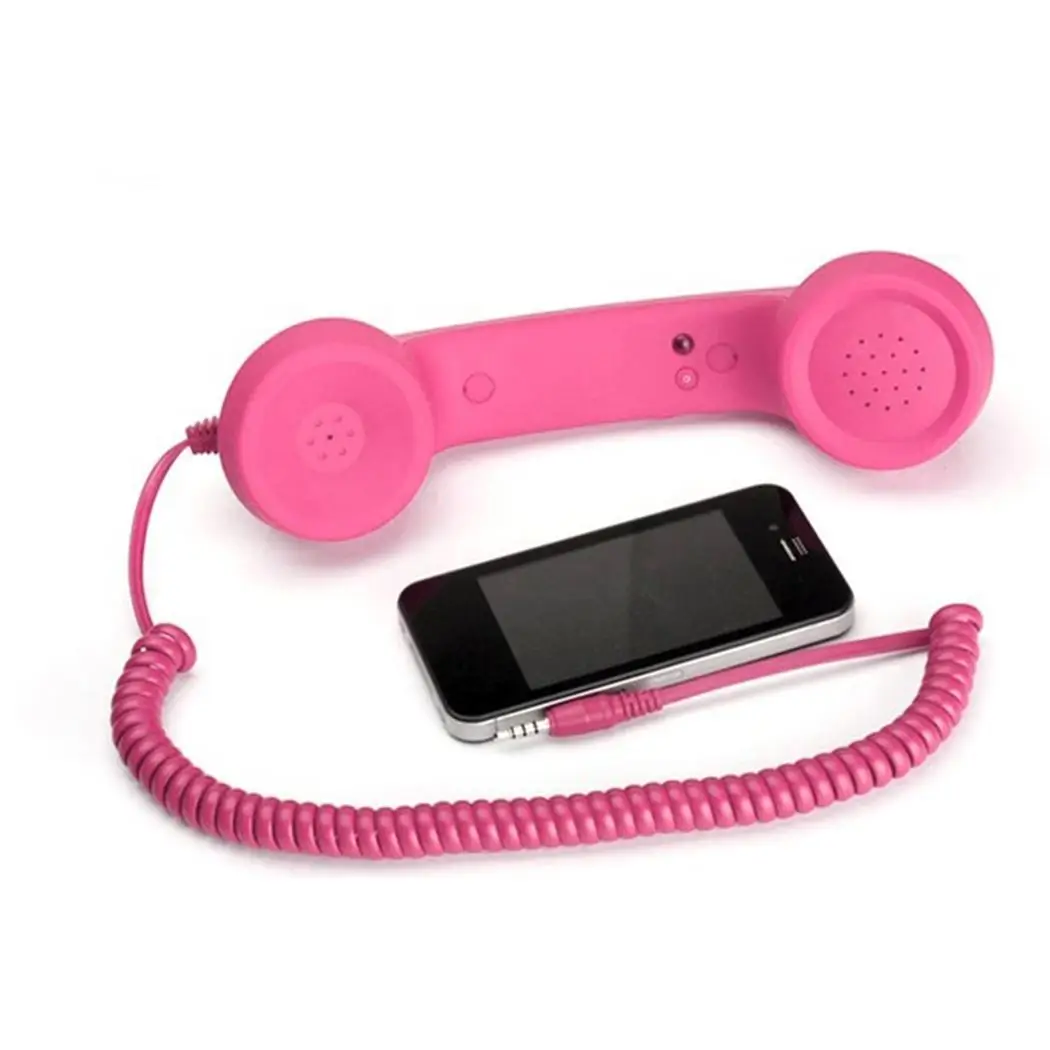 Модный портативный универсальный телефон внешний микрофон Ретро стиль 8 телефон анти излучения офис, дома - Цвет: rose red