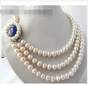 

Fashion 3Strands 10mm White Round Freshwater Pearl Necklace