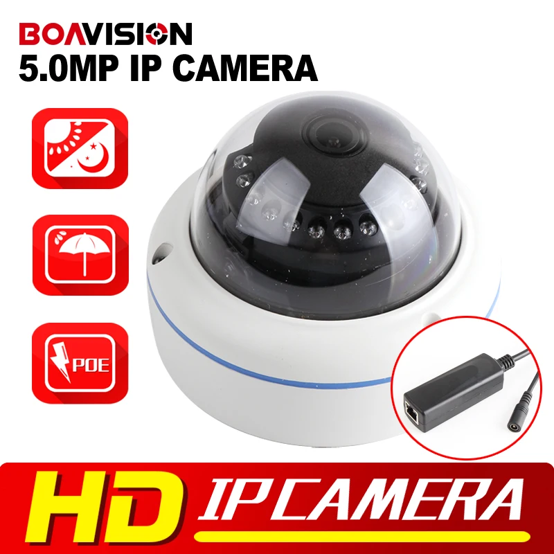 H.265 HD 5MP IP Camera POE Dome Outdoor 2592*1944 Lens 3.6mm Realtime Video Surveillance CCTV Security Camera Night Vision