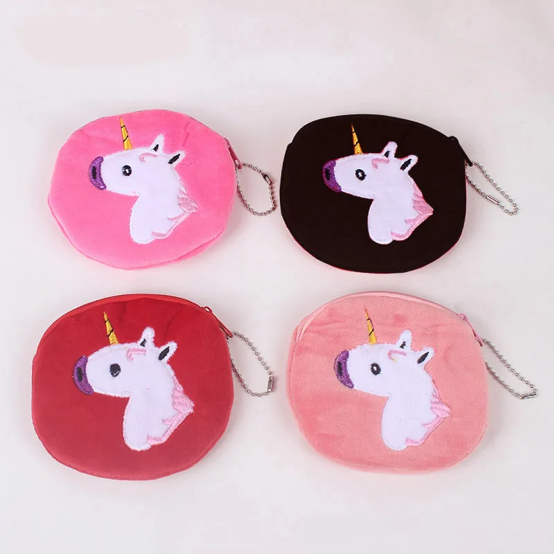 

New Cute Style Colorful Unicorn Girls Zipper Plush Coin Purse Kawaii Children Coin Purse Women Wallet Mini Handbag