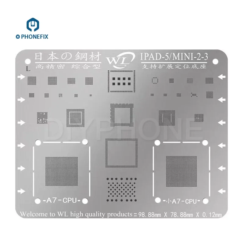 WL многоцелевой Япония сталь BGA трафарет шаблоны для IPad 2, 3, 4 5 6 Air 1 2 Mini 1 2 3 4 Pro ремонт материнской платы