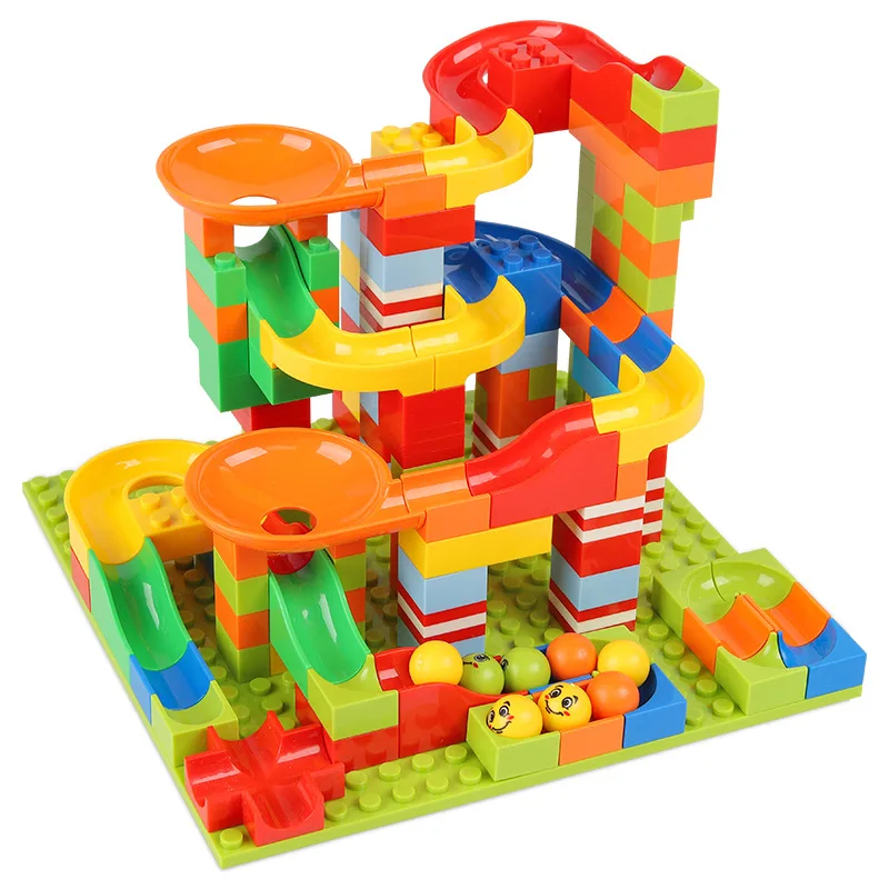 Cheap 330PCS Marble Race Run Maze Ball Track Building Blocks ABS Funnel Slide Assemble Bricks Mini Size Blocks Toys For Children Gifts