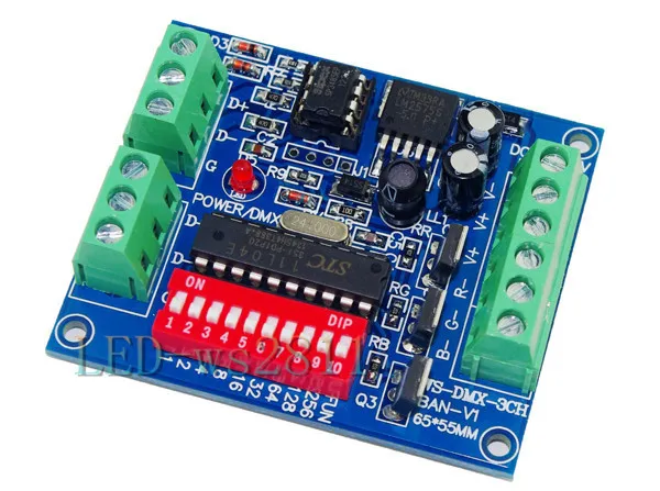 Легкий DMX DMX512 3CH светодиодный декодер RGB контроллер диммер привод для светодиодов