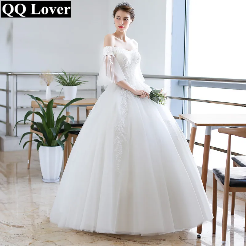 QQ Lover 2019 Уникальный дизайн рукава бальное платье свадебное отделка жемчужными