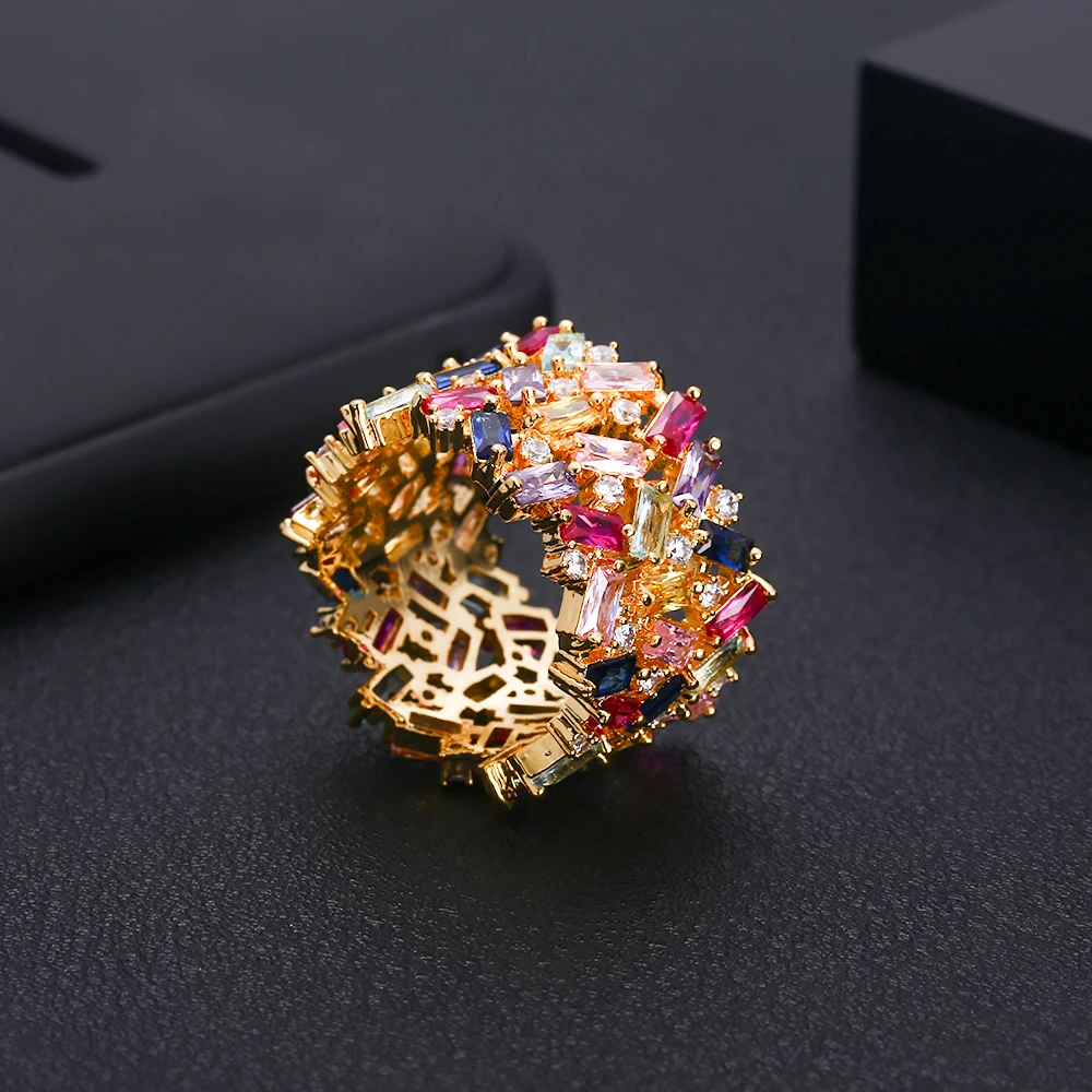 Accking модное разноцветное кольцо ручной работы с кубическим цирконием, блестящие Австрийские кристаллы для женщин, ювелирные изделия
