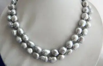 

A 2Strands 18'' 9-10MM Gray Baroque Freshwater Pearl Necklace