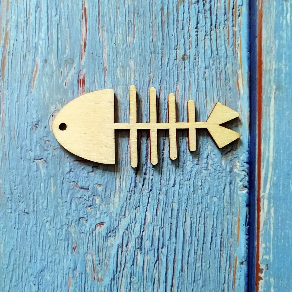 7cm Shape Art Projects Craft Decoration Wood Fish Gift Decoupage Ornament Craft Supply Unpainted MG000912 Wooden Fish Skeleton