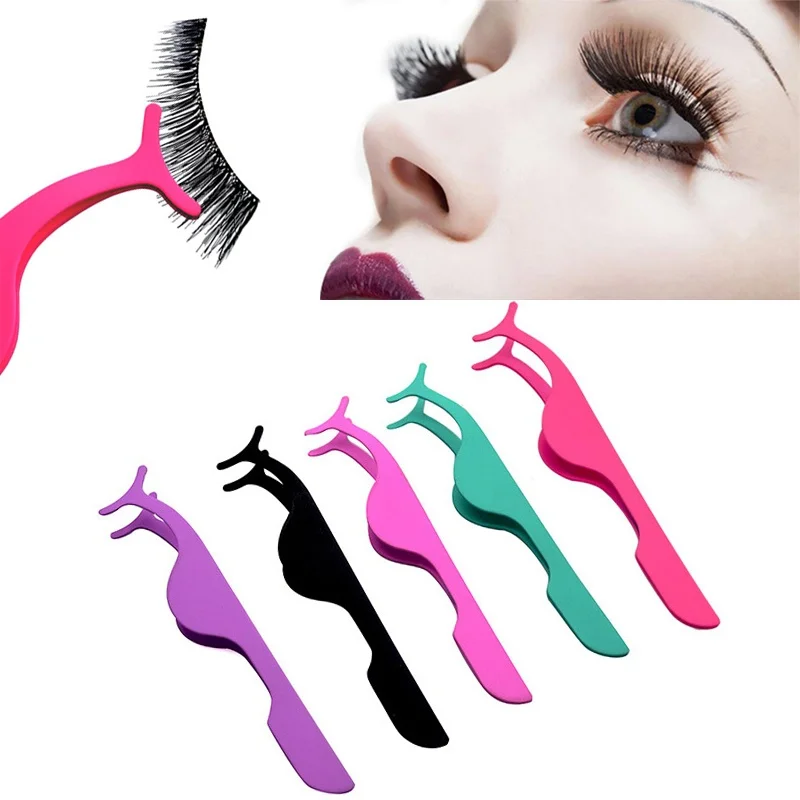 

False Eyelashes Curler Tweezers Fake Eye Lash Applicator Eyelash Curling Tools Extension Nipper Clip Clamp Makeup Wimper Pincet