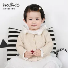 Kacakid/ осенний Детский свитер для маленьких девочек Хлопковое шерстяное повседневное пальто с длинными рукавами и круглым вырезом детская трикотажная куртка