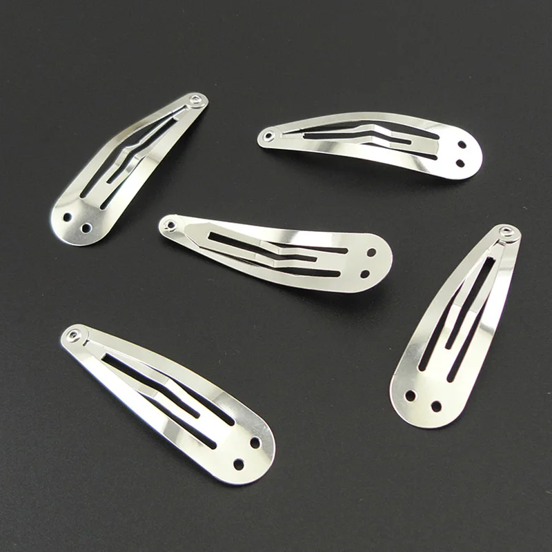 

10PCS 5.0cm two hole metal snap clips for kids DIY hair bows accessories Plain hairpins eco-friendly items nickle free,lead free