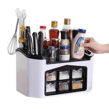 

Creative Screwless installation Kitchen Spices Storage Rack Multifunctional Seasoning Cutters Organizer Kitchen Accessories