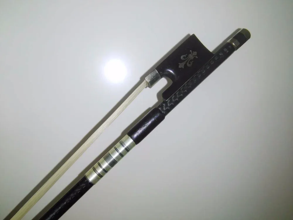3 Pcs Carbon Fiber Violin Bow 4/4 With White Horse Tail Hair Ebony Frog