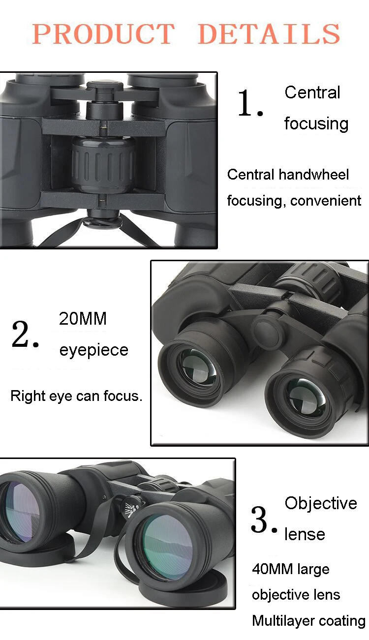 Telescópio para a Caça de Acampamento Binocular ao ar Ipx4 à Prova Ziyouhu Binóculos Viagem Dwaterproof Água Bak4 Prisma Alta Definição Livre 20x50 3 de acampamento viagem ipx4 à prova dwaterproof