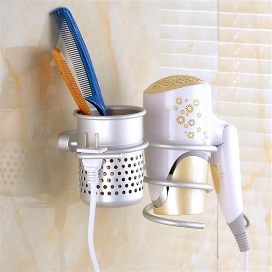 Bathroom Racks TENSKE 1PC Multifunctional Metal Hair Dryer Comb Rack