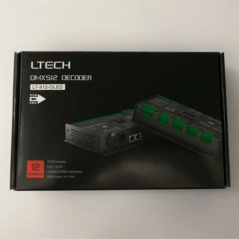 LTECH LT-912-O светодиодный Светодиодный контроллер dmx декодера DC12-24V вход 4A* 12CH 12 выходной канал RGB/RGBW светодиодный контроллер XLR-3/RJ45