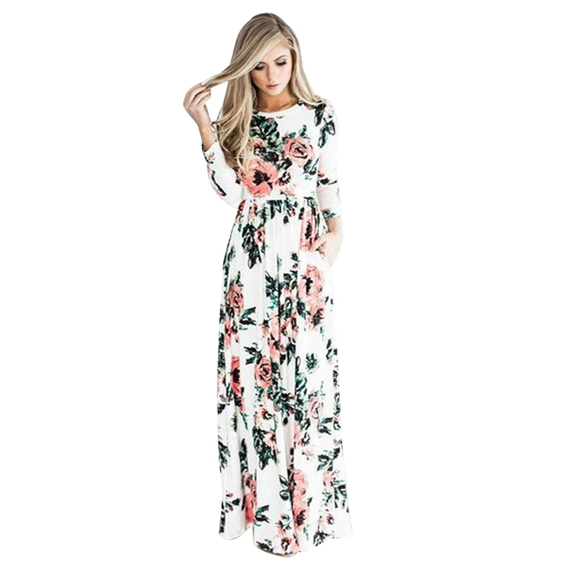 

Summer Long Dress 2019 Floral Print Tunic Maxi Dress Women Boho Beach Dress Part Dress Women Dress Plus Size S-5XL