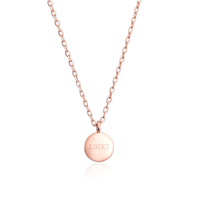 

Real 925 sterling silver round lucky letter necklaces pendant fashion sterling-silver-jewelry statement necklace for Women