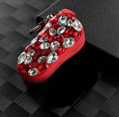 Цветные бриллианты брелок Женская сумка для ключей Многофункциональный Органайзер Кошелек держатель умный ключница автомобильный маленький чехол для ключей чехол - Цвет: red