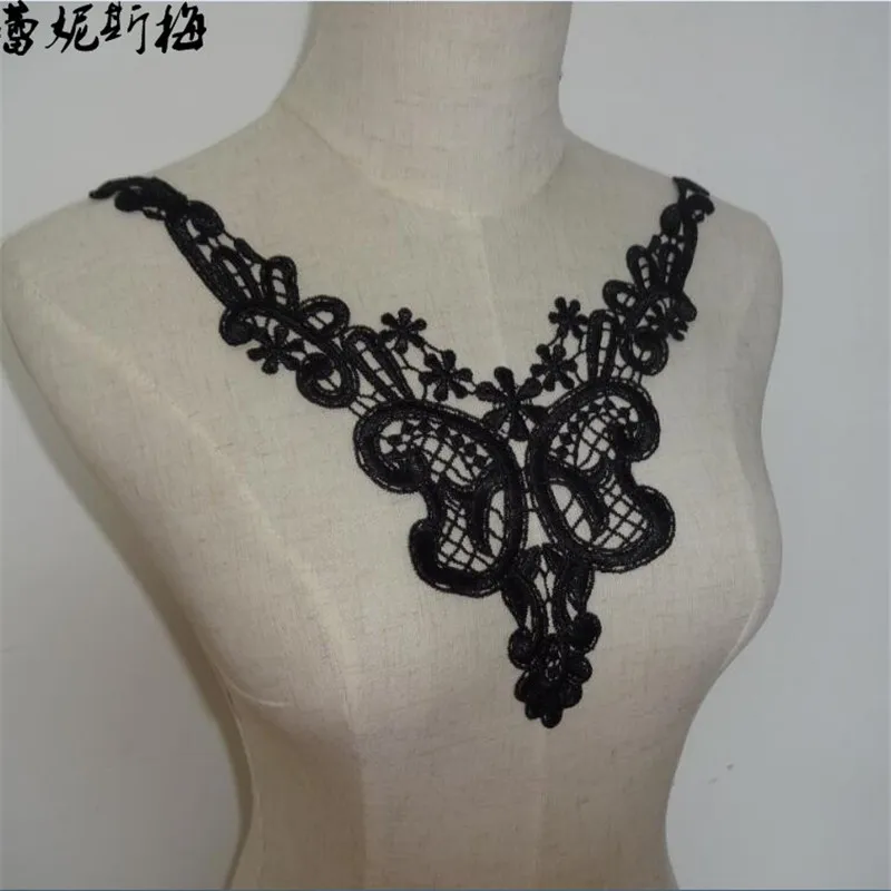 2pc High Quality Motif Applique Ivory Neck Neckline Collar Flower Venise Lace Trims Craft 26X25cm YL0048 | Дом и сад