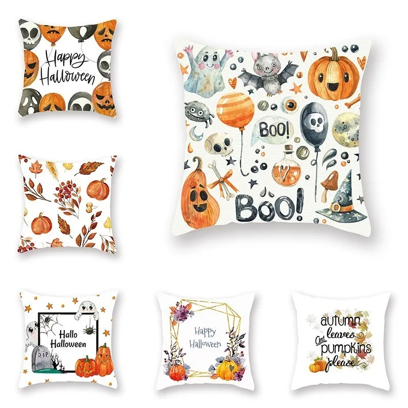 

Autumn Halloween Printing Cushion Cover Simple Home Decor Pillow Case Polyester Sofa Bed Chair Car Waist Pillowcase
