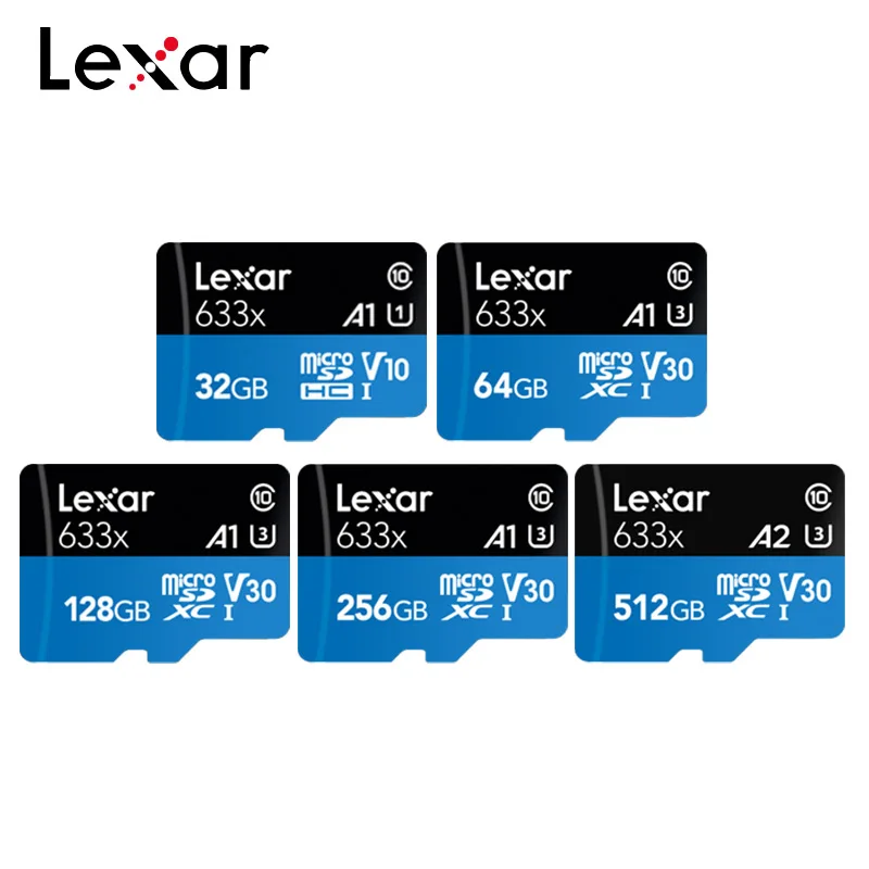 Оригинальная карта памяти Lexar 633x32 Гб 128 Гб класс 10 UHS-I максимальная скорость чтения 95 м/с V30 Micro SD карта 64 Гб 256 ГБ U3 TF Microsd